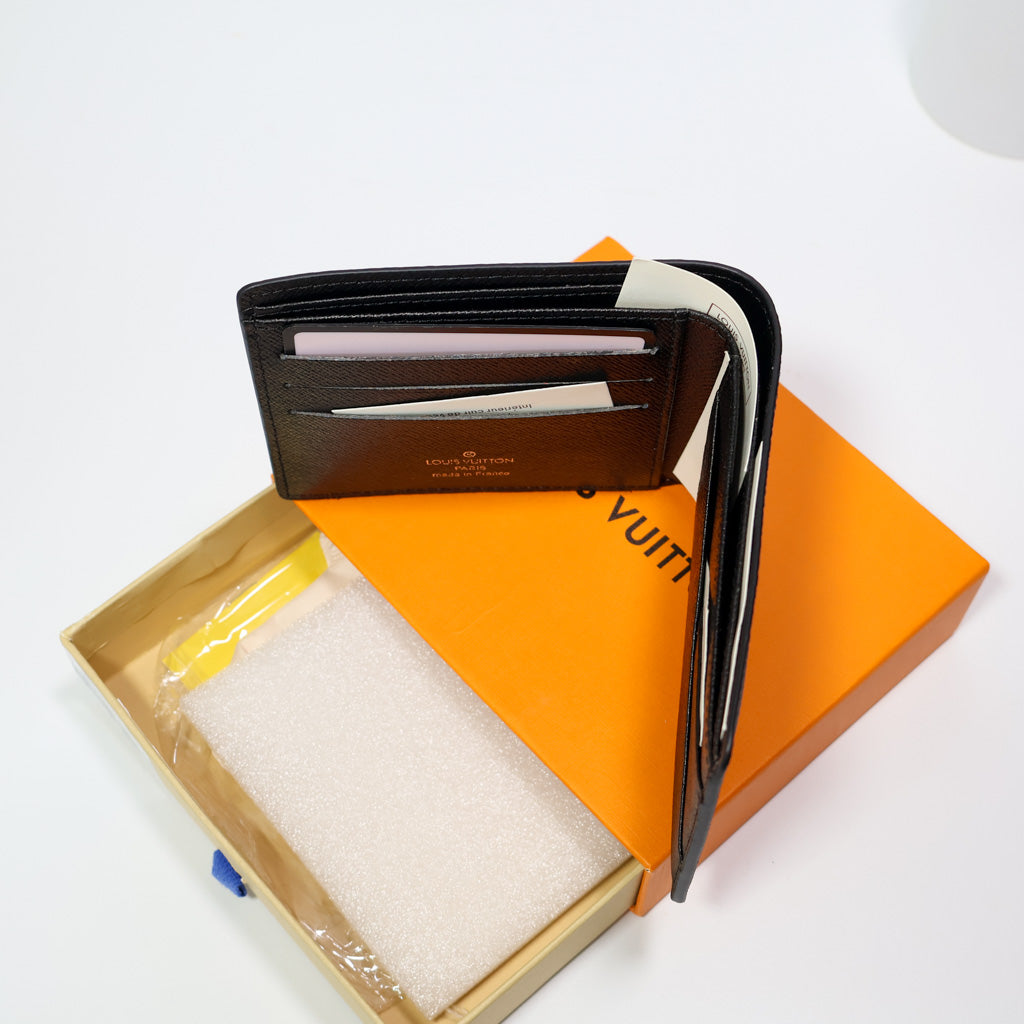 LV Bifold Wallet Black Checkered Style