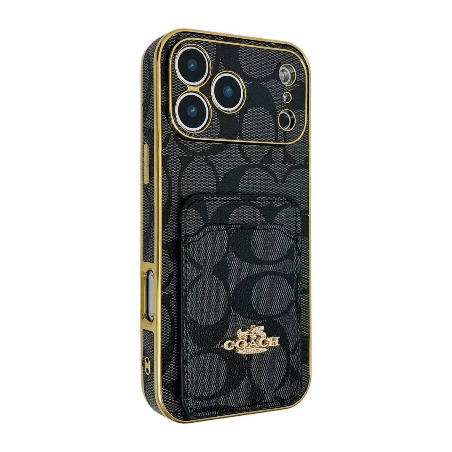 Electroplated Coach Card Holder Phone Case for iPhone