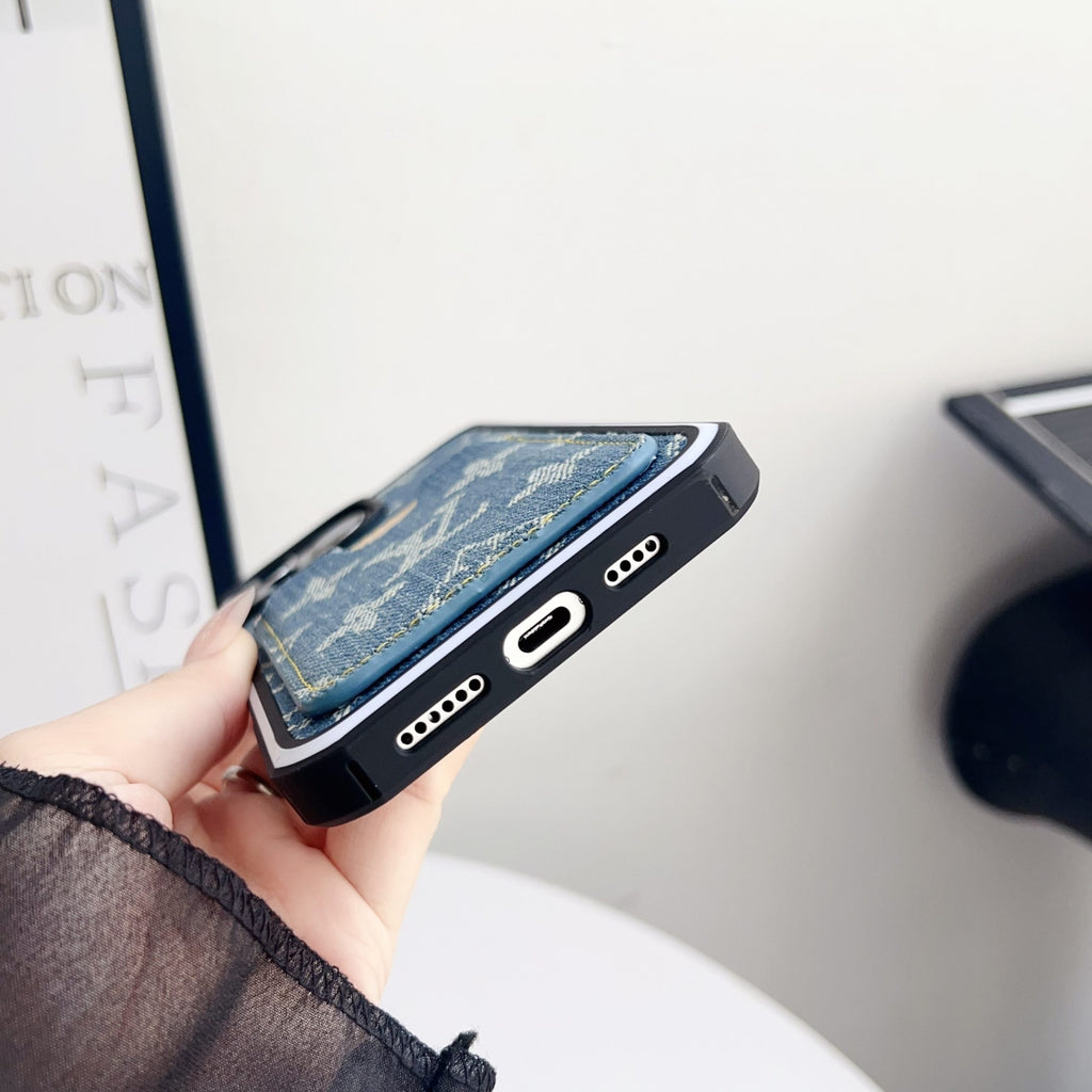 Fabric LV iPhone Case Card Slot for 1216 Pro Max
