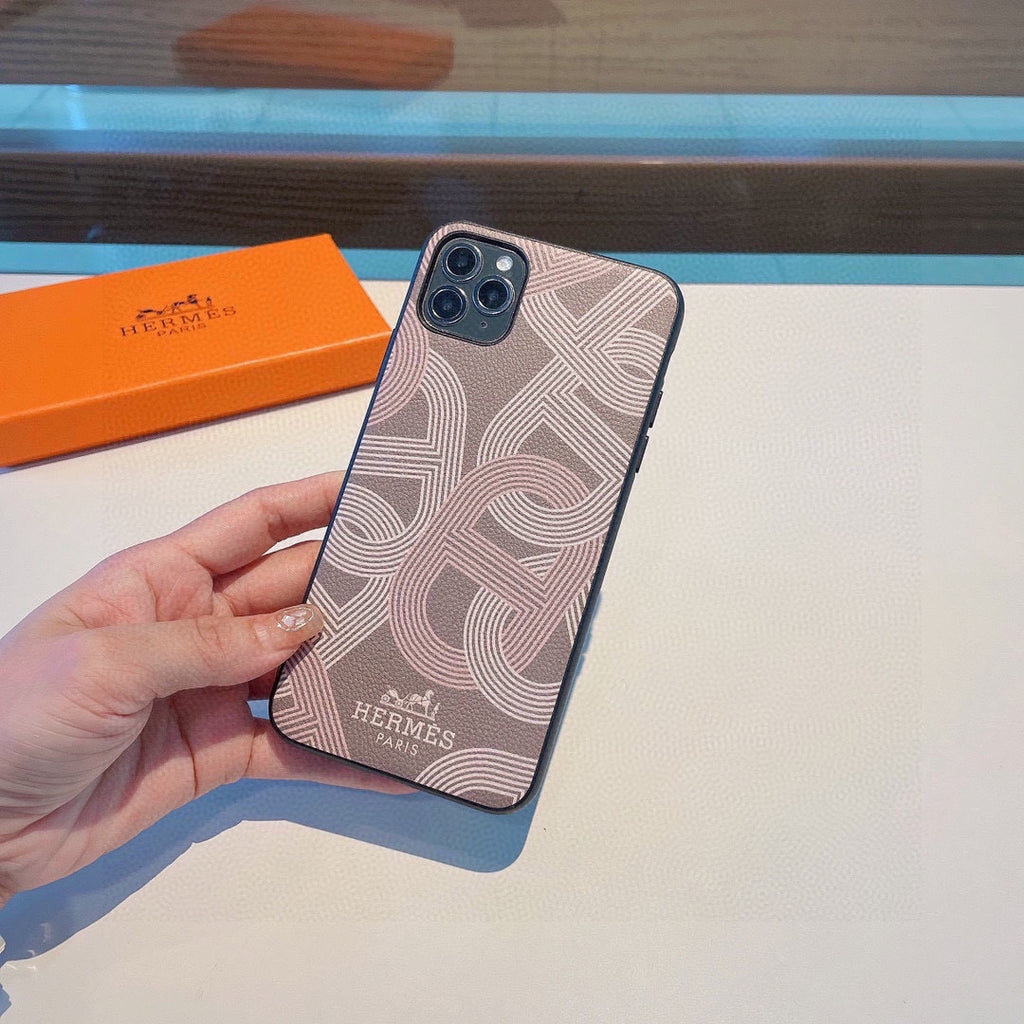 H Cell Phone Case Soft TPU Back Cover Leather iPhone