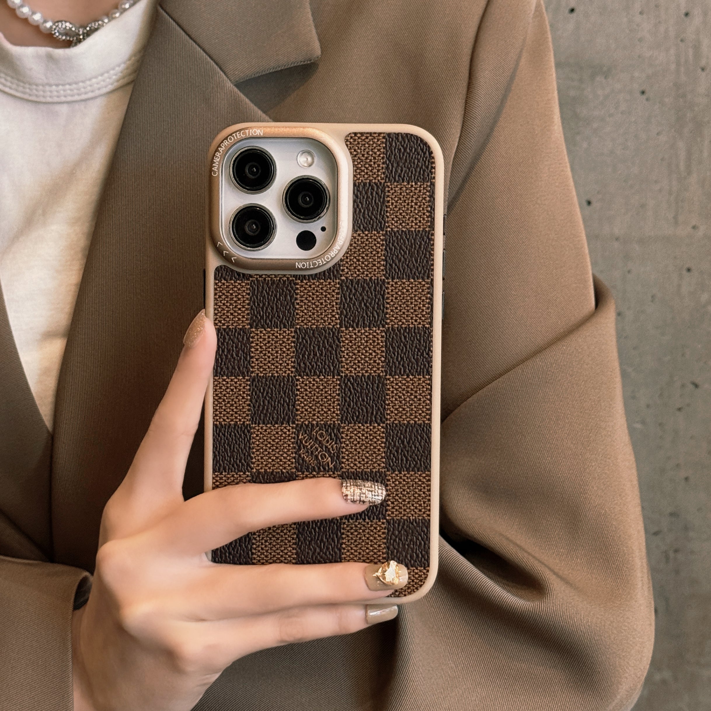 Classic LV Leather iPhone Case for 1016 Pro Max