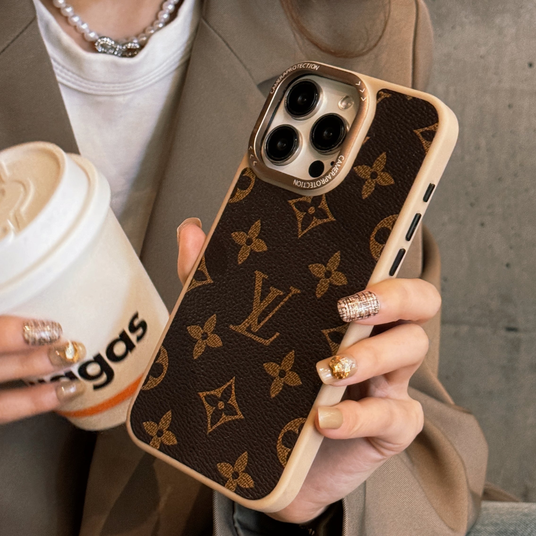 Classic LV Leather iPhone Case for 1016 Pro Max