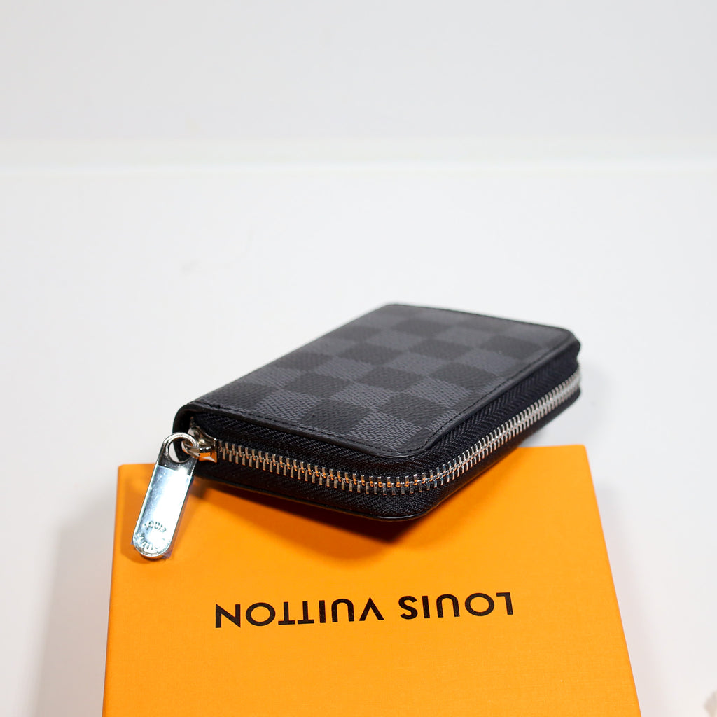 LV Black Checkered Leather Wallet Zipper