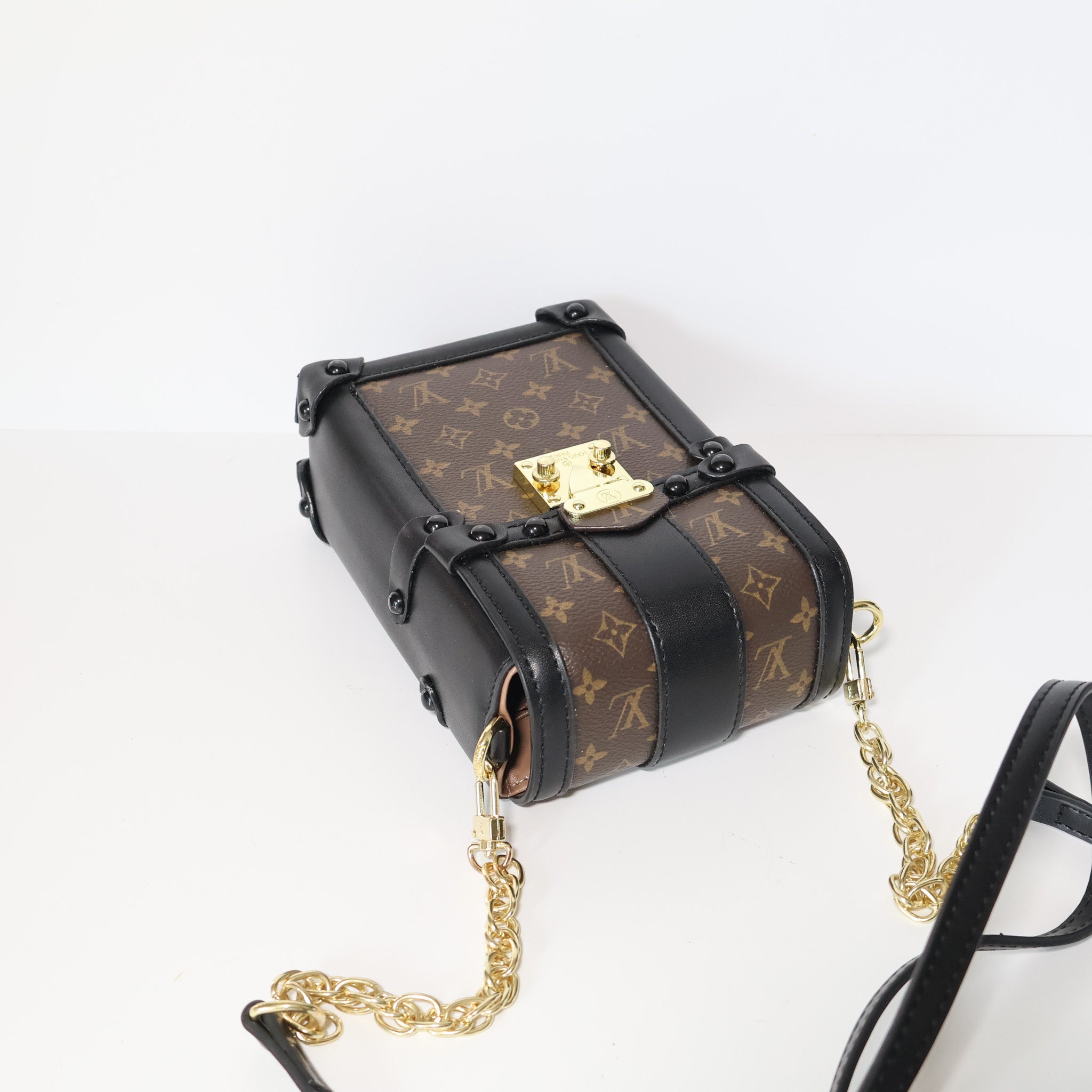 LV Trunk Crossbody Mini Bag Black Brown Monogram