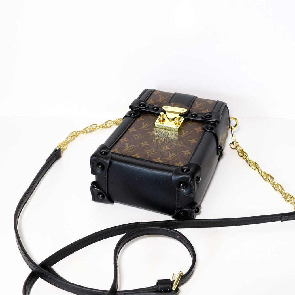 LV Trunk Crossbody Mini Bag Black Brown Monogram