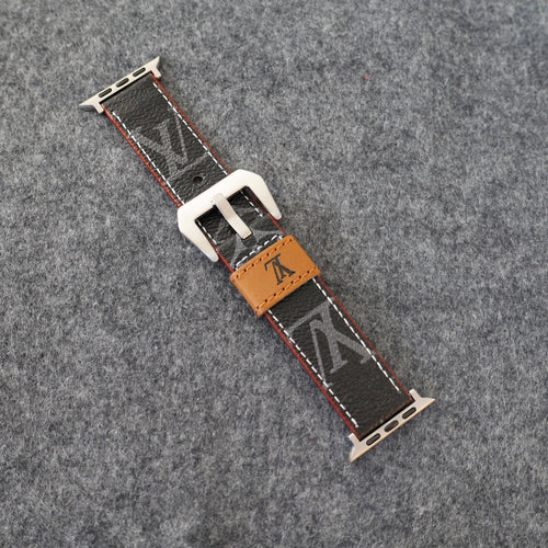 Apple Watch Band Designer Leather Black Monogram