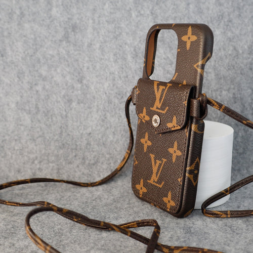 Brown Monogram Design iPhone Case CrossBody Style