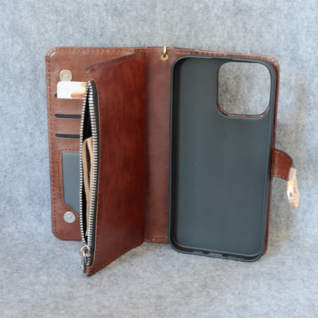 Fashion LV Wallet iPhone Case Zip Kickstand Function for iPhone