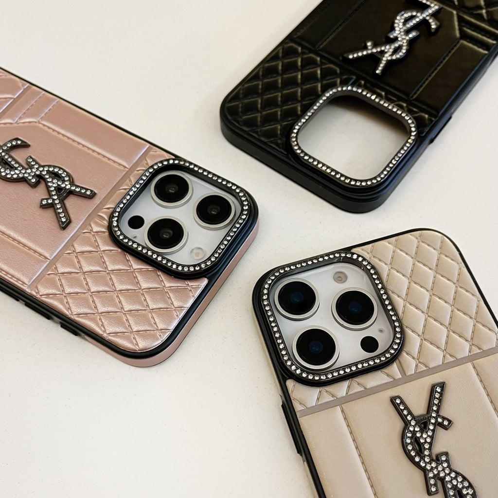 YSL Luxury iPhone Case Rhinestone for iPhone 1216 Pro Max