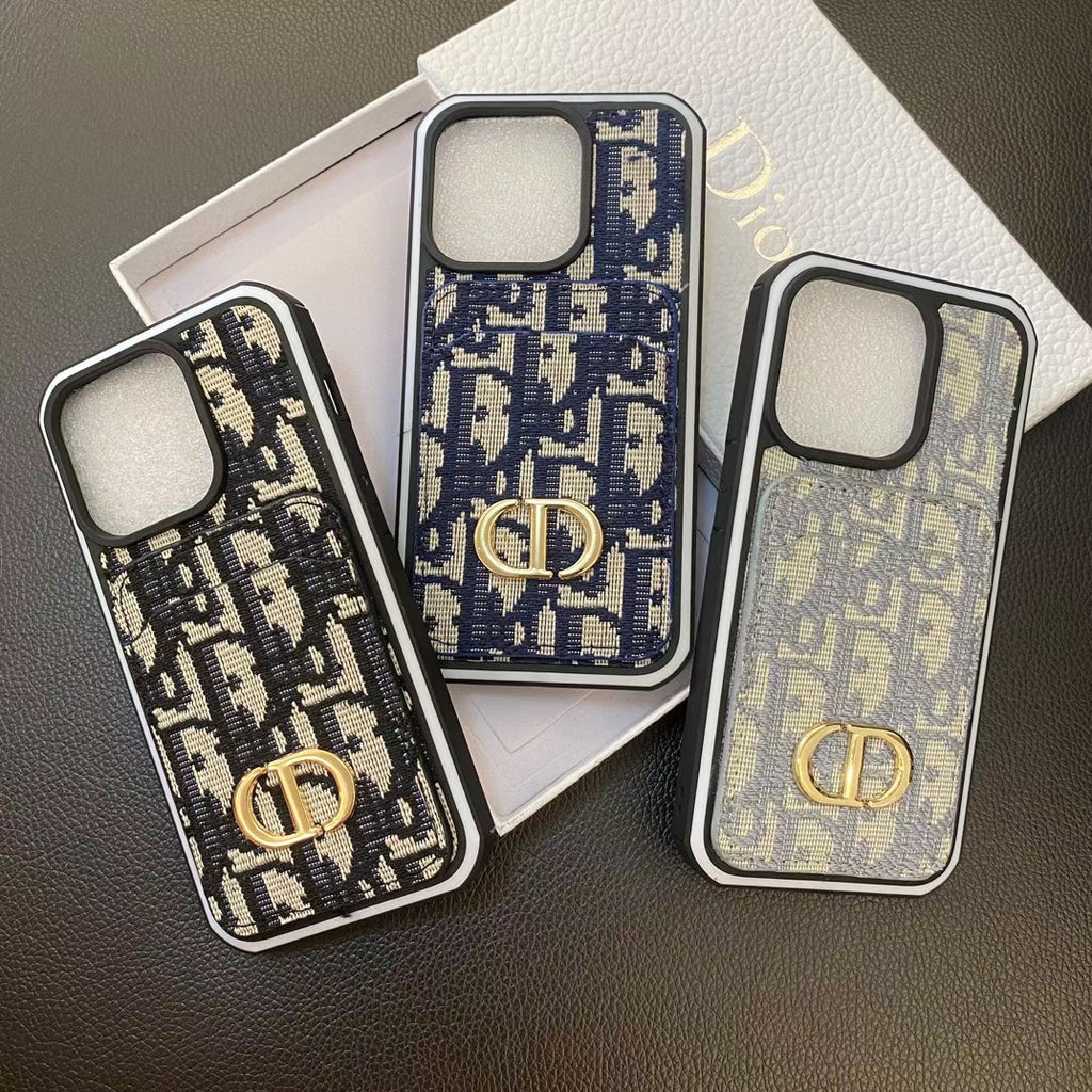 Dior iPhone Case Card Holder for 11 12 13 14 15 16 Pro Max Plus