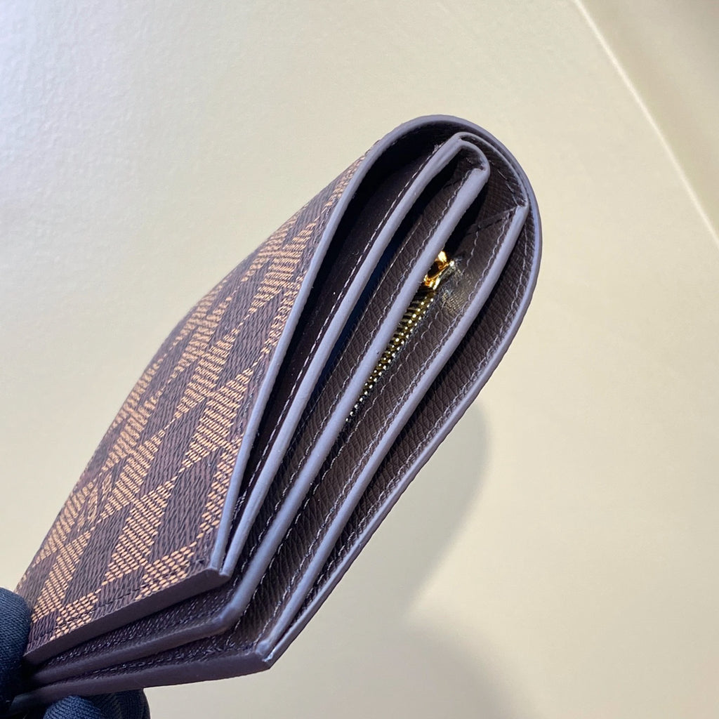 Brown Checkered LV Wallet Trifold
