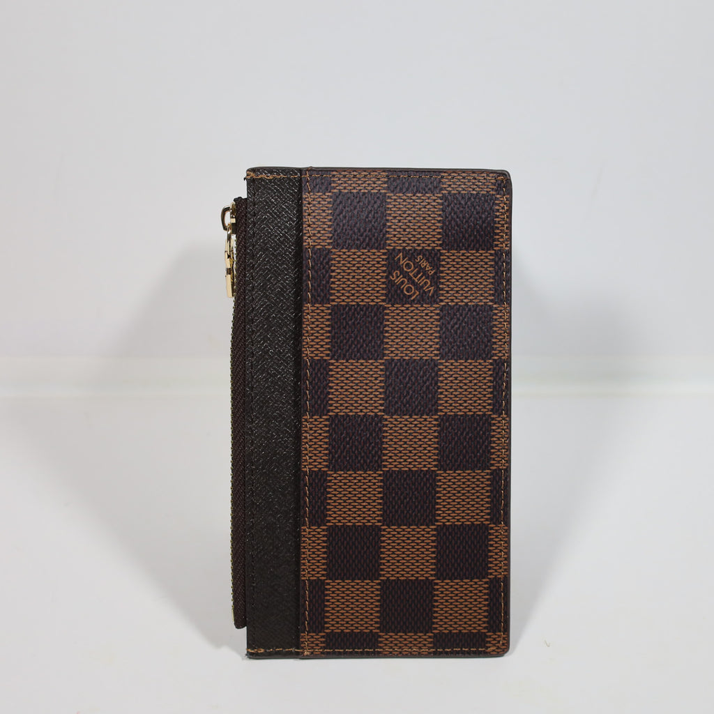 LV Brown Checkered Card Holder Zipper Wallet